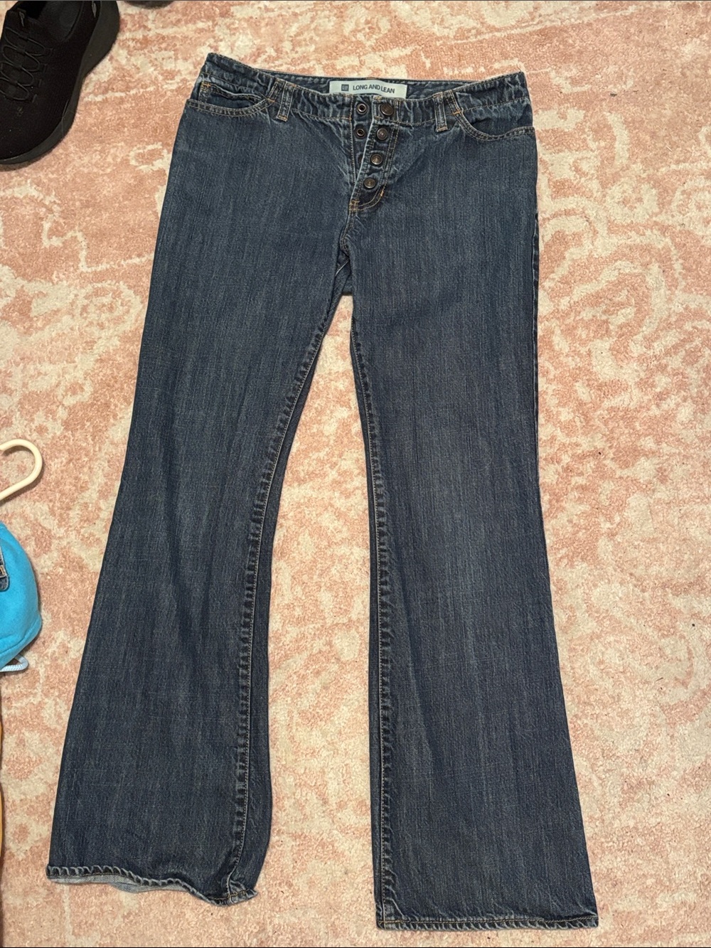 GAP Dark Blue Low to Mid Rise Wide Leg Button-Fly Jeans